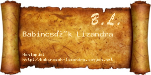 Babincsák Lizandra névjegykártya